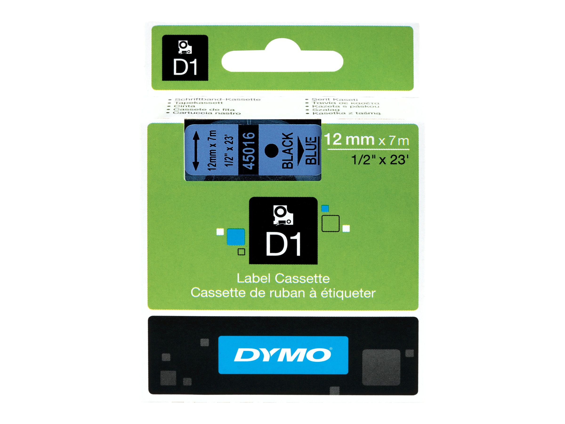 Dymo D1 - Selbstklebend - Schwarz auf Blau - Rolle (1,2 cm x 7 m)