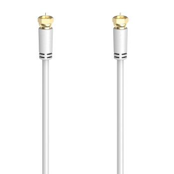 Hama SAT-Anschlusskabel, F-Stecker - F-Stecker, vergoldet, 1,5 m, 100 dB, Weiß