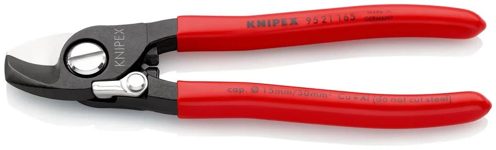 KNIPEX Kabelschere mit Öffnungsfeder mit Kunststoff überzogen brüniert 165 mm
