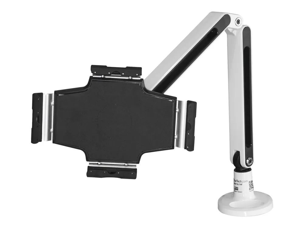 StarTech.com Schreibtisch Tablet Halter - Schwenkbarer Arm - Für iPad und Android - Weiß - Tablethalter - Tablet Halterung - Befestigungskit für Tablett (einstellbarer Arm)