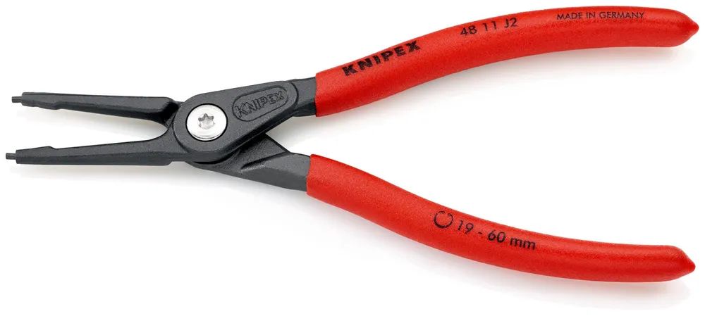 KNIPEX Präzisions-Sicherungsringzange für Innenringe in Bohrungen mit rutschhemmendem Kunststoff überzogen grau atramentiert 180 mm