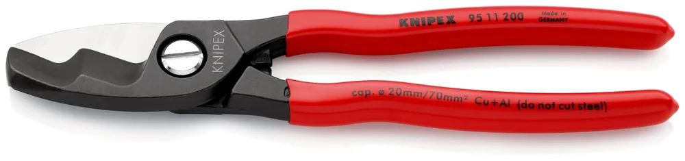 KNIPEX Kabelschere mit Doppelschneide mit Kunststoff überzogen brüniert 200 mm