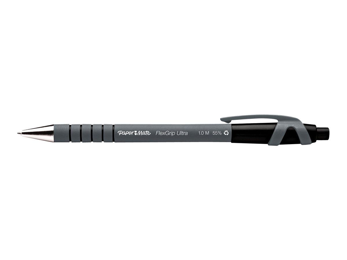 Paper Mate Flexgrip Ultra - Clip - Clip-on-Einziehkugelschreiber - Schwarz - 12 Stück(e) - Medium