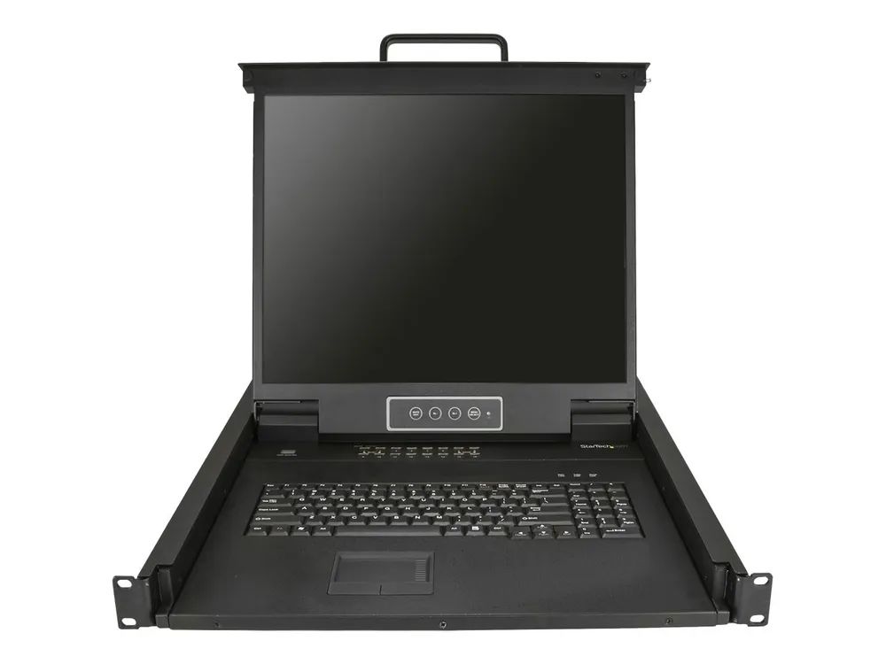 StarTech.com 16 Port Rack KVM Konsole mit 1,8 m Kabeln - US Tastatur(QWERTY), Integrierter KVM Switch mit 19" LCD Monitor - 1HE LCD KVM Konsole - OSD KVM - 50.000 MTBF - USB + VGA(RKCONS1916K) - KVM-Konsole mit KVM-Switch - 16 Anschlüsse - PS/2, USB 