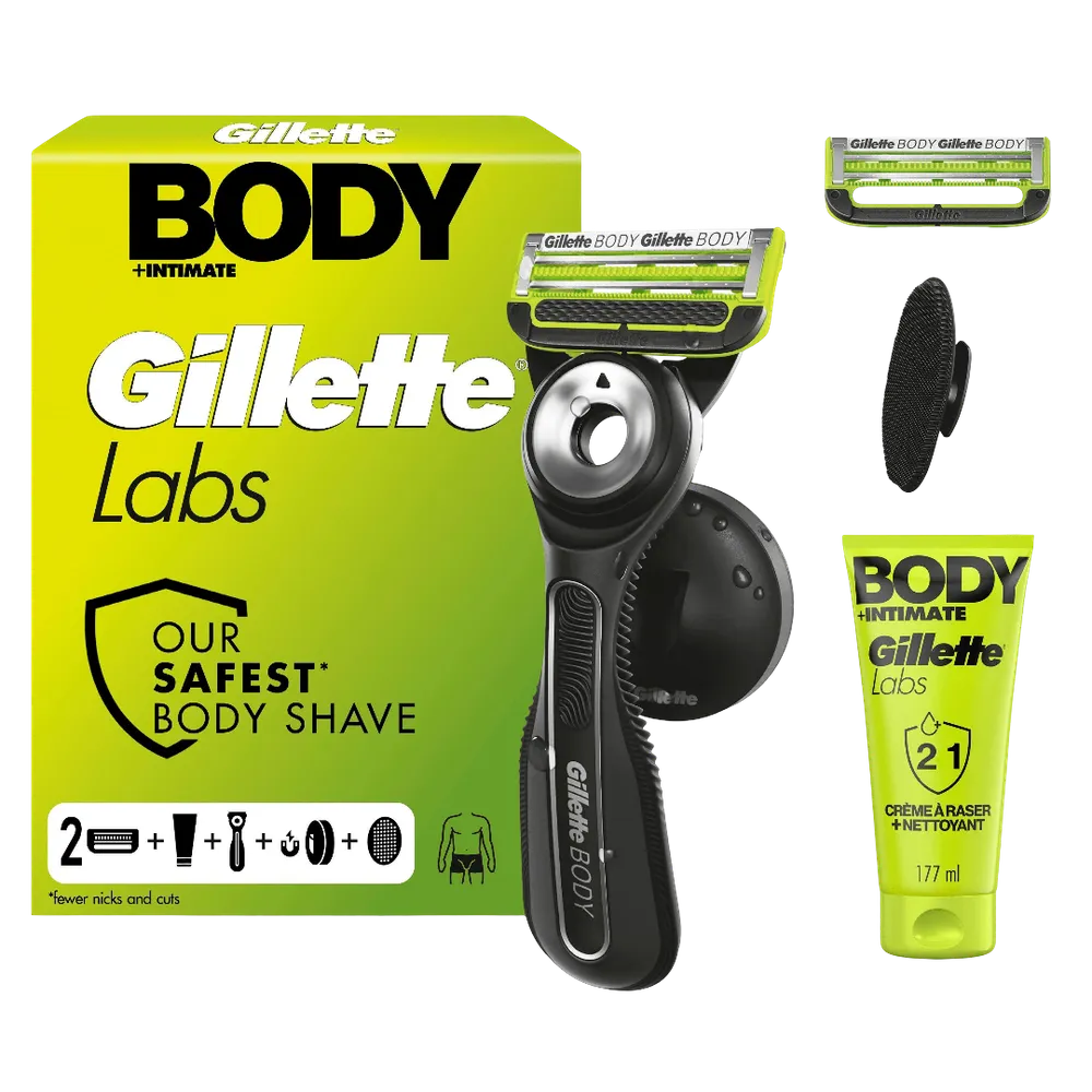 Gillette Labs Body Geschenkset Rasierapparat mit 2 Klingen + Gillette Labs Body + Intimate Reinigung
