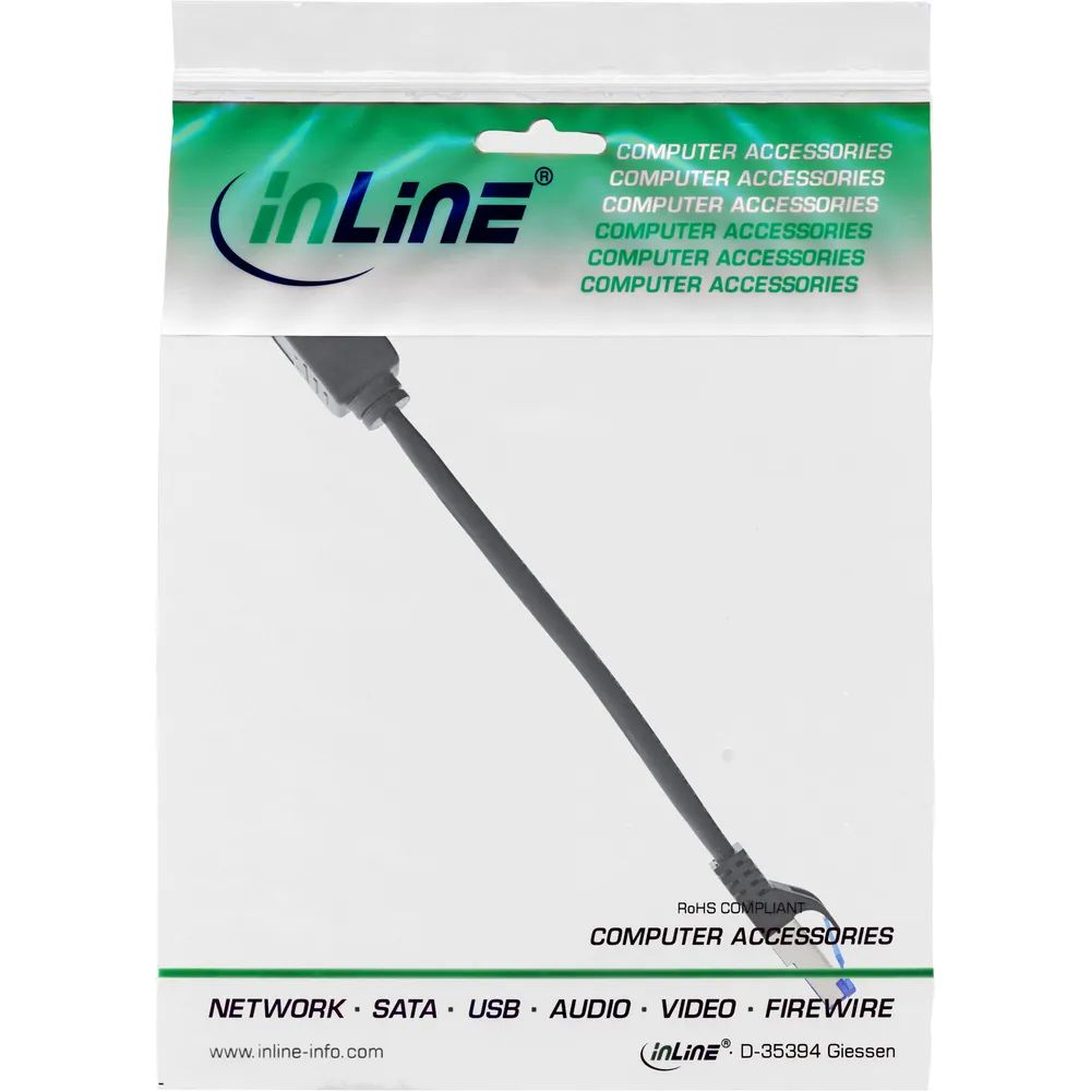 InLine Patchkabel Verlängerung - RJ45 Protektor - S/FTP (PiMf) - Cat.6A - 0,2m
