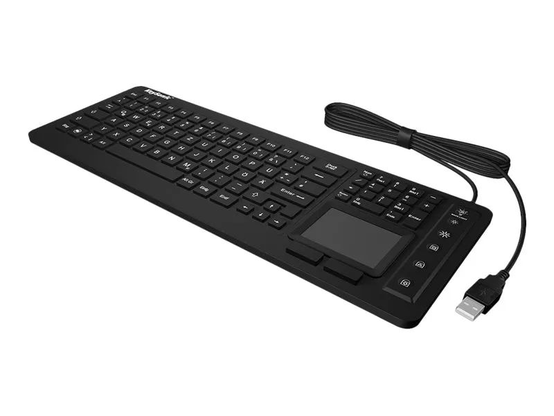 KeySonic KSK-6231 INEL (UK) Hygienetastatur - Industrietastatur - Beleuchtung - Touchpad - Schwarz - 2 Maustasten - USB - Wasserdicht IP68 - Volle Größe (100%) - Kabelgebunden - USB - Membran Key Switch - QWERTY - Schwarz