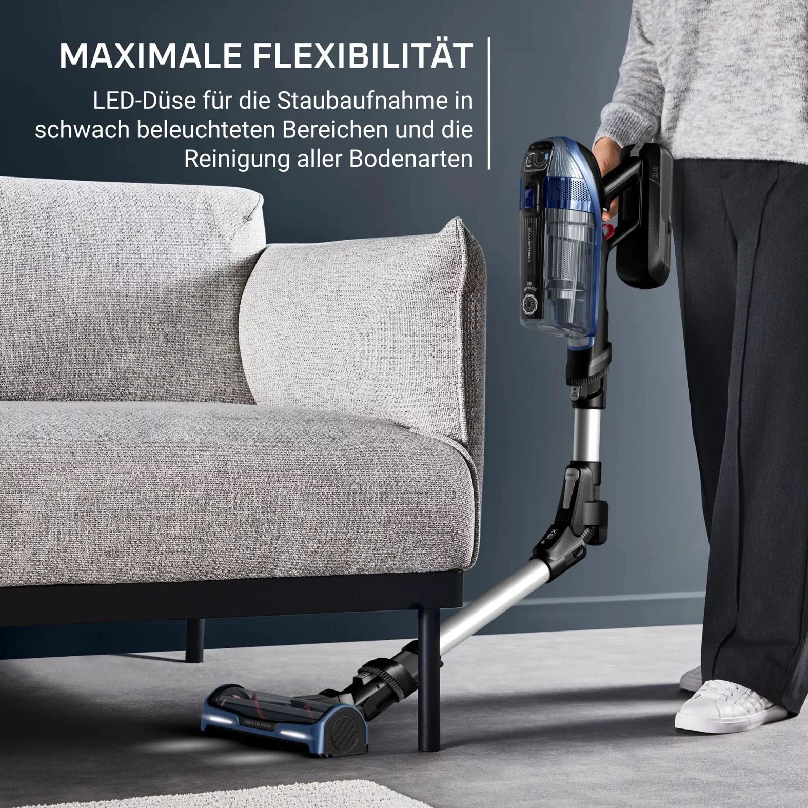 Rowenta RH99C3 Akku-Staubsauger X-Force Flex 14.60 Aqua Docking - Blau/Aluminium