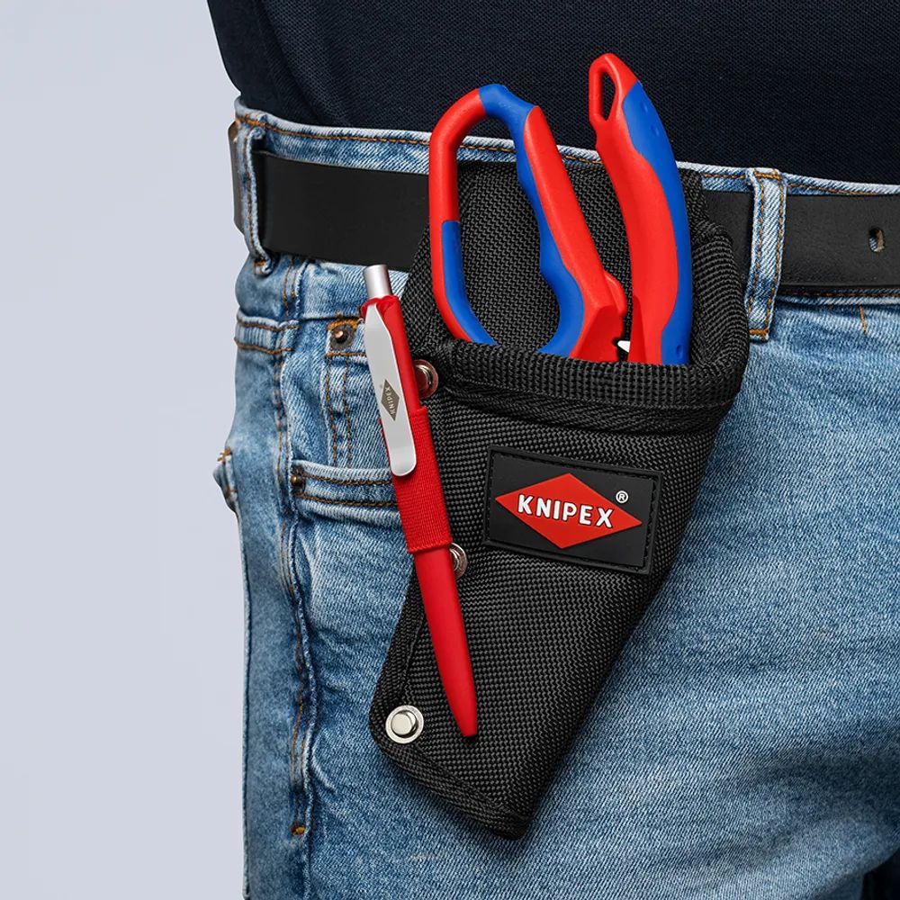 KNIPEX Gewinkelte Elektrikerschere mit Mehrkomponenten-Hüllen, glasfaserverstärkt spiegelpoliert 180 mm
