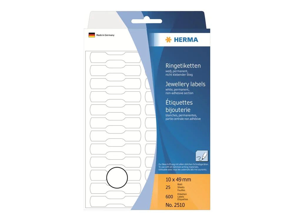 HERMA Papier - selbstklebend - weiß - 10 x 49 mm 600 Etikett(en) (25 Bogen x 24)