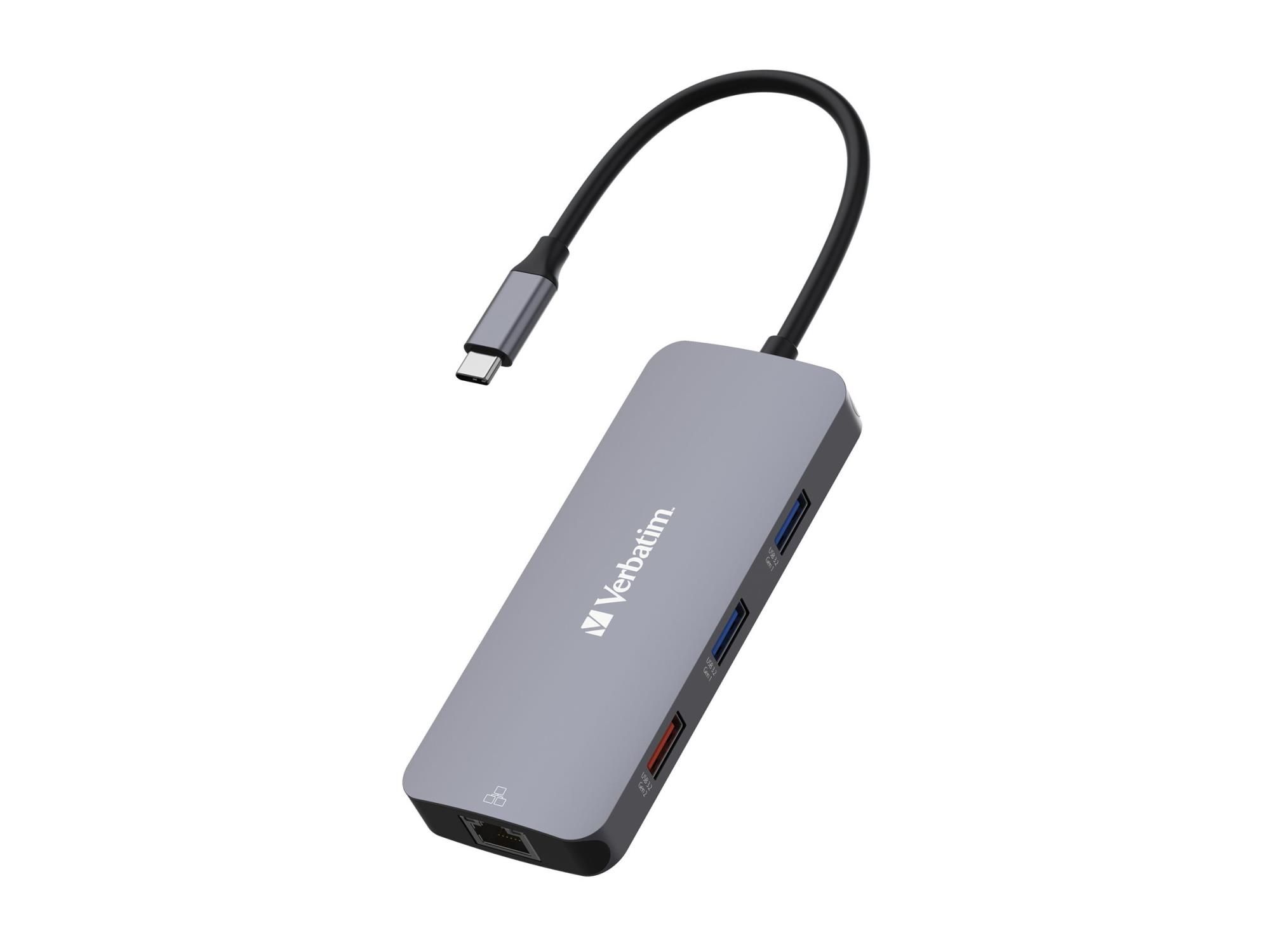 Verbatim CMH 09 - Hub - 1 x HDMI + 2 x USB-C 3.2 Gen 2 + 3 x USB 3.2 Gen 1 + 1 x 1 Gigabit Ethernet