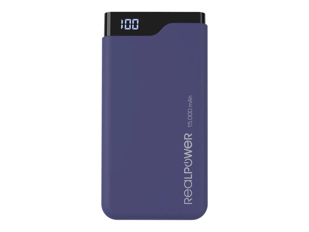 RealPower PB-15000C - Powerbank - 15000 mAh - 54 Wh - 3.1 A - 3 Ausgabeanschlussstellen (USB, 24 pin USB-C)