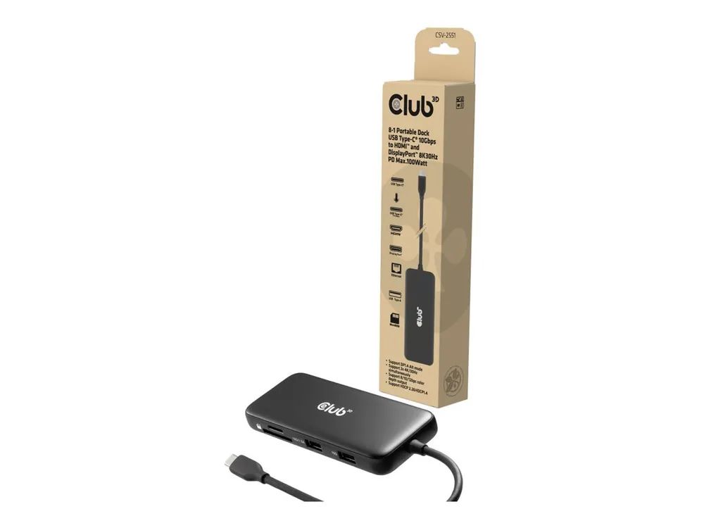 Club 3D 8-in-1 - Dockingstation - für Desktop, Laptop