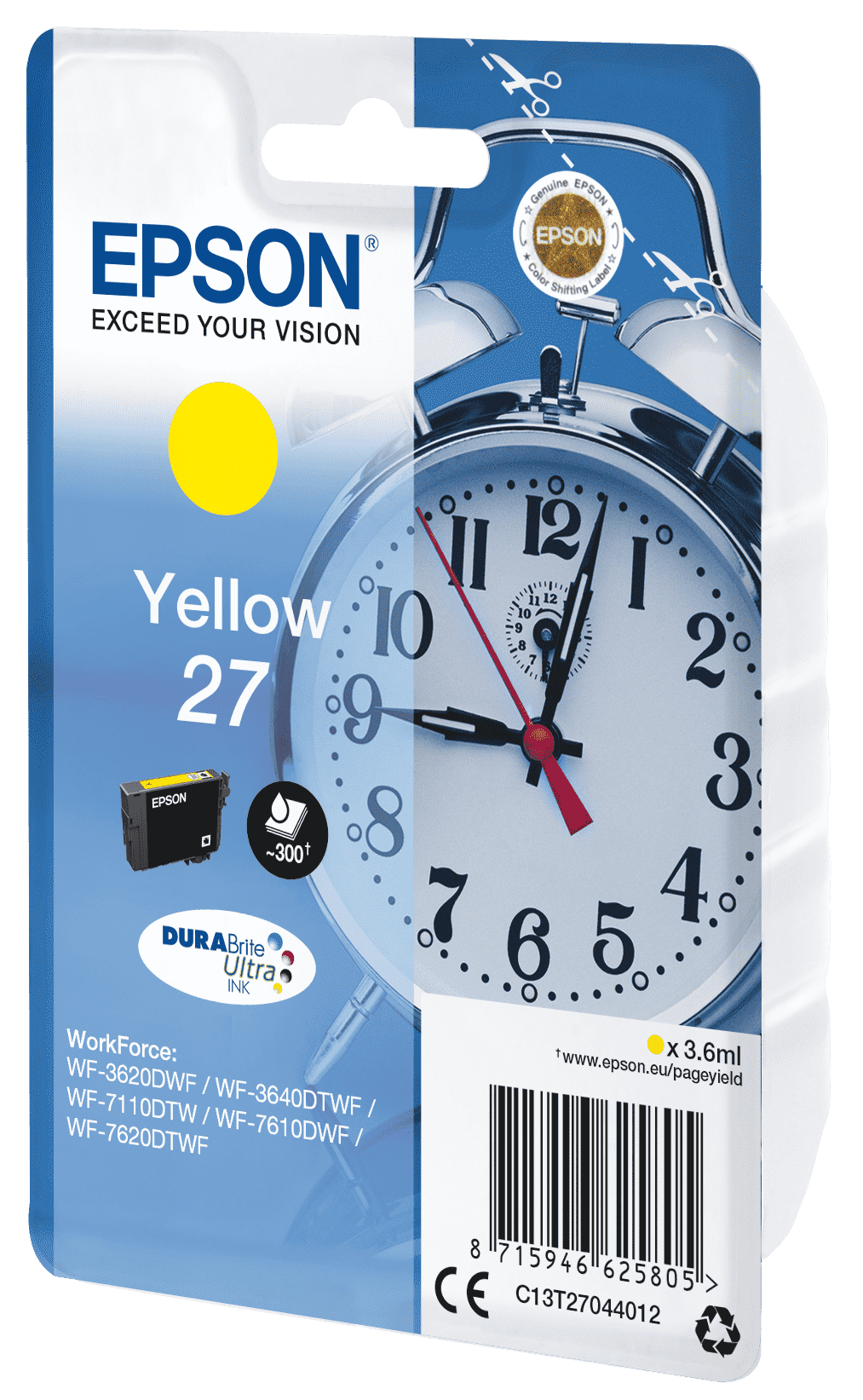 Epson 27 Tinte Wecker Single, Standard, gelb
