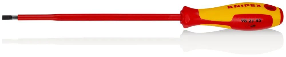 KNIPEX Schraubendreher für Schlitzschrauben isolierender Mehrkomponenten-Griff, VDE-geprüft brüniert 287 mm