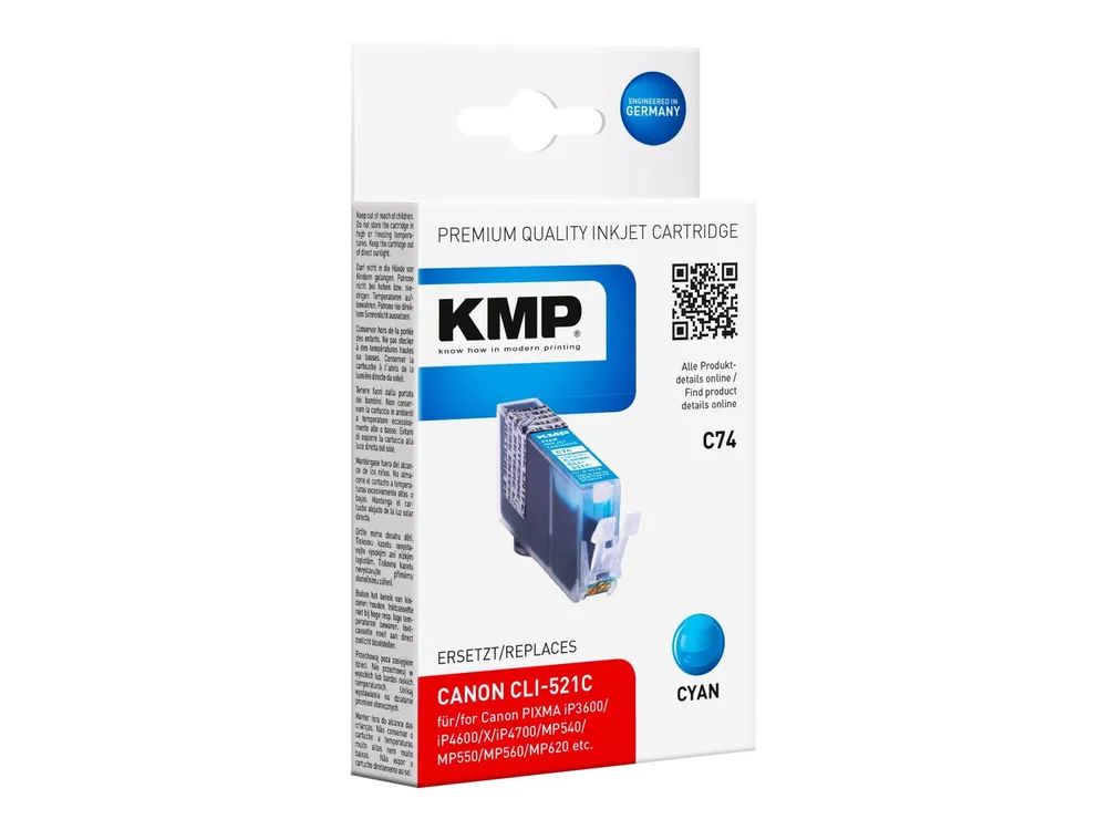 KMP C74 - 9 ml - Cyan - kompatibel - Tintenpatrone (Alternative zu: Canon 2934B001, Canon CLI-521C)