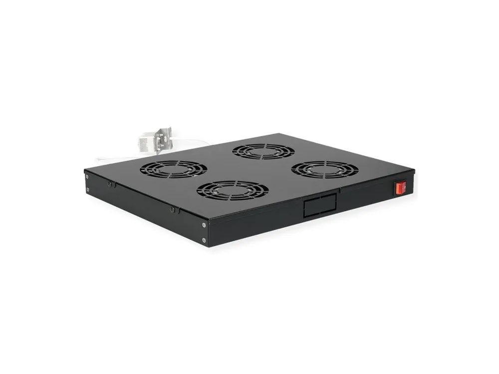 ROLINE Rack-Lüfter - 4 Ventilatoren, mit Thermostat - auf Dach montierbar - Jet Black, RAL 9005 - 1U - 48.3 cm (19")
