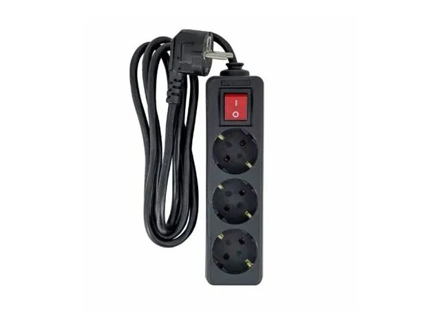 MicroConnect 3-way Schuko Power Strip on/off switch Black - Steckdosenleiste 3m 