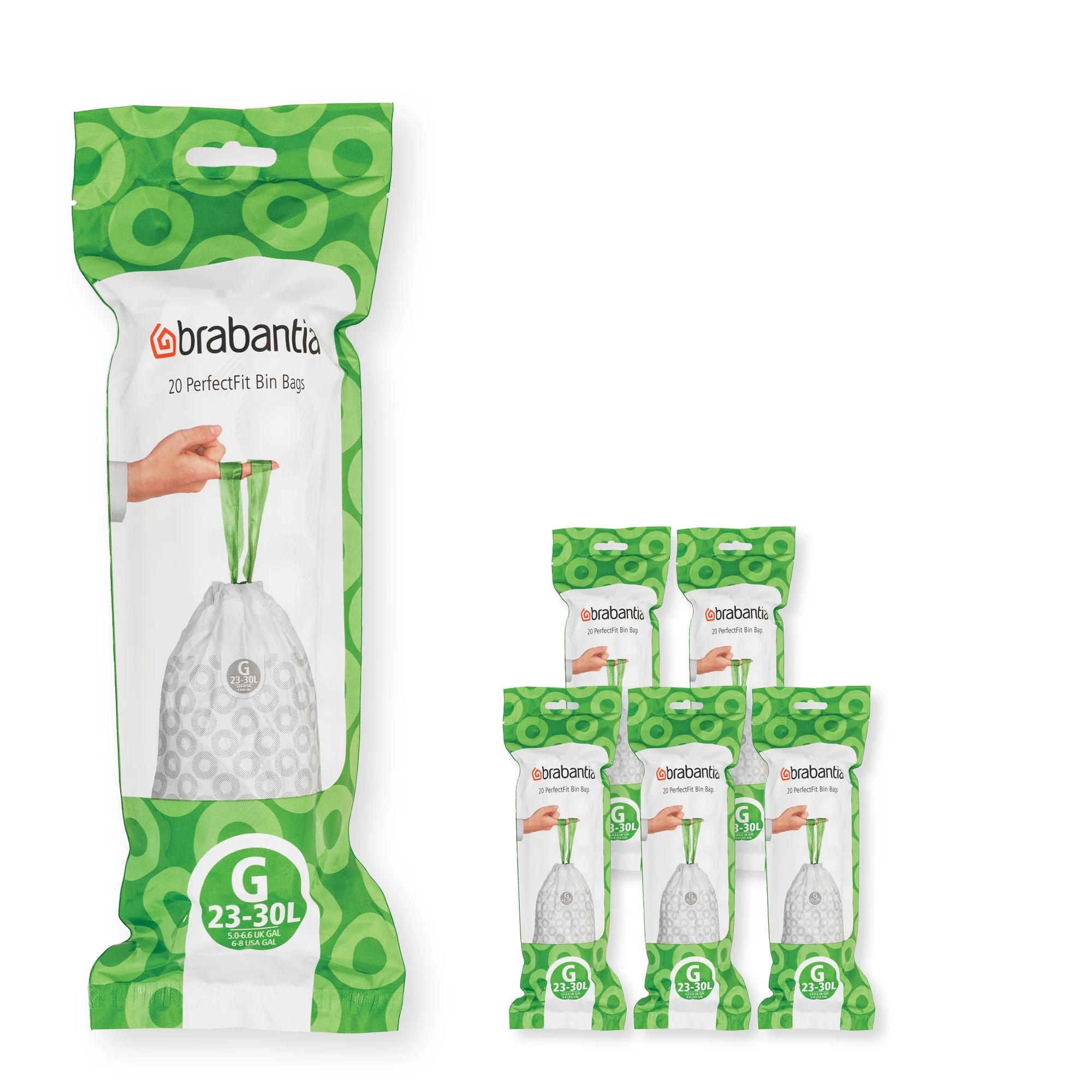 Brabantia Müllbeutel, Online Exlusive PerfectFit Beutel 23-30 L (G) Multipack 120Stk,6x20