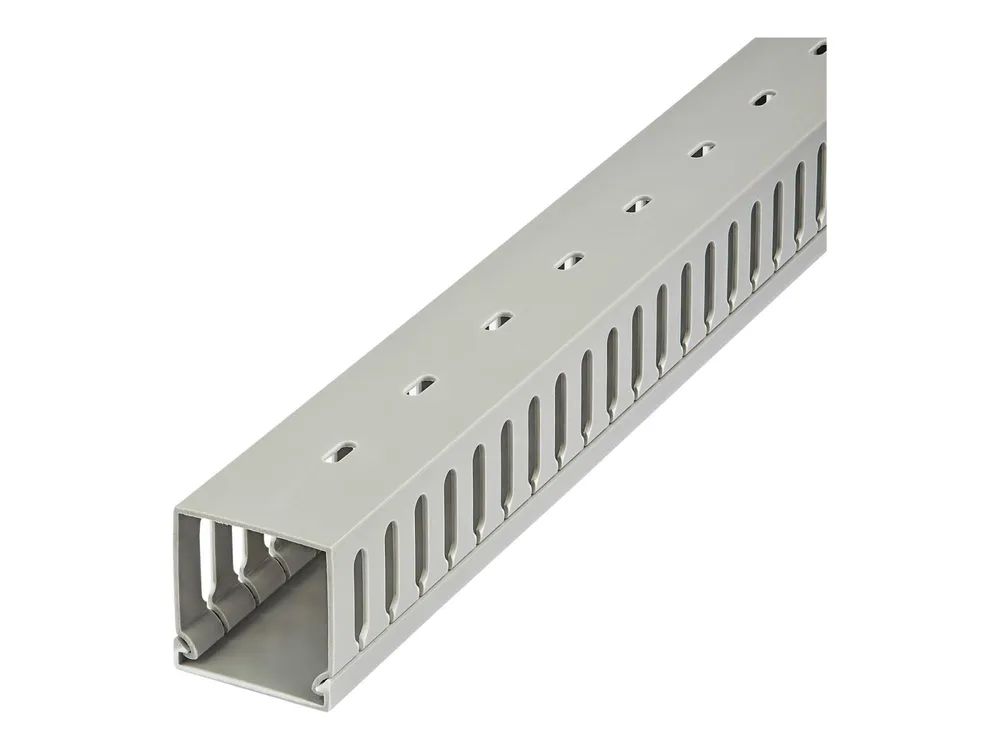 StarTech.com Open Slot Cable Management Raceway with Cover, 2"(50mm)W x 2"(50mm)H, 6.5ft(2m) length, 1/4"(8mm) Slots, PVC Network Cable Hider/Wall Wire Duct, Max 80 Cables, UL Listed