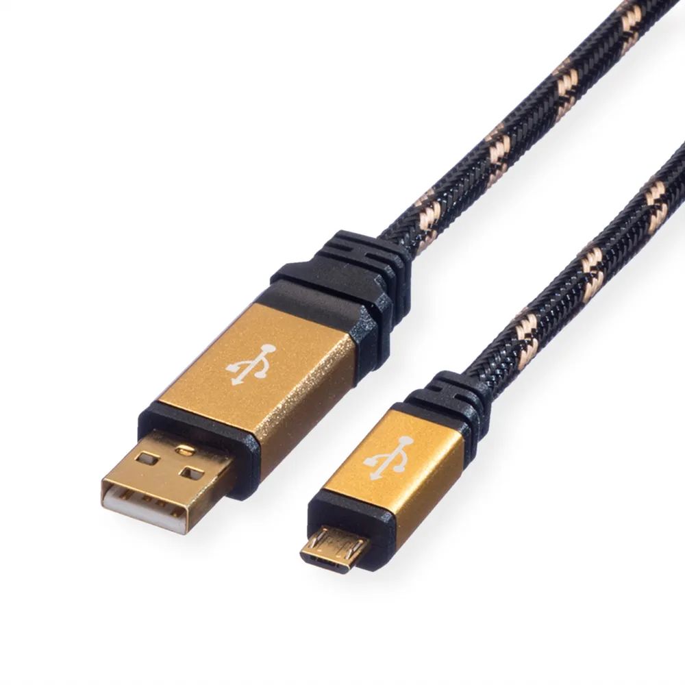ROLINE GOLD USB 2.0 Kabel, Typ A ST - Micro B ST, 1,8 m