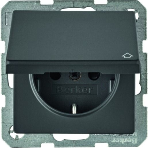 Berker SCHUKO STECKDOSE KLAPPD.BERÜH. / BERKER 47516086 Q.X ANTHR. 47516086