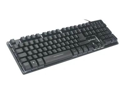 IC Intracom Manhattan Gaming USB Keyboard, Metal Base Edition, 12 Function Keys, Rainbow-LED Backlighting, 19 Anti-Ghost Key Caps, IPX4 (Splashproof)