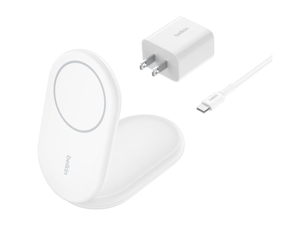 Belkin BoostCharge - Kabelloses Ladegerät - magnetisch, faltbar, mit Qi2 + AC-Netzteil
