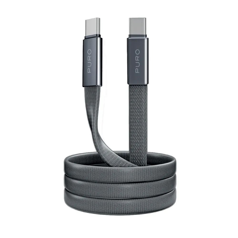 PURO Daten- u. Ladekabel, USB-C  USB-C, 60W, 1m, flach grau