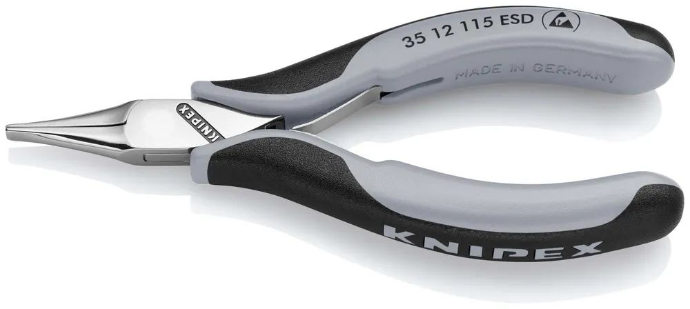 KNIPEX Elektronik-Greifzange ESD mit durchgestecktem Gelenk mit Mehrkomponenten-Hüllen 115 mm