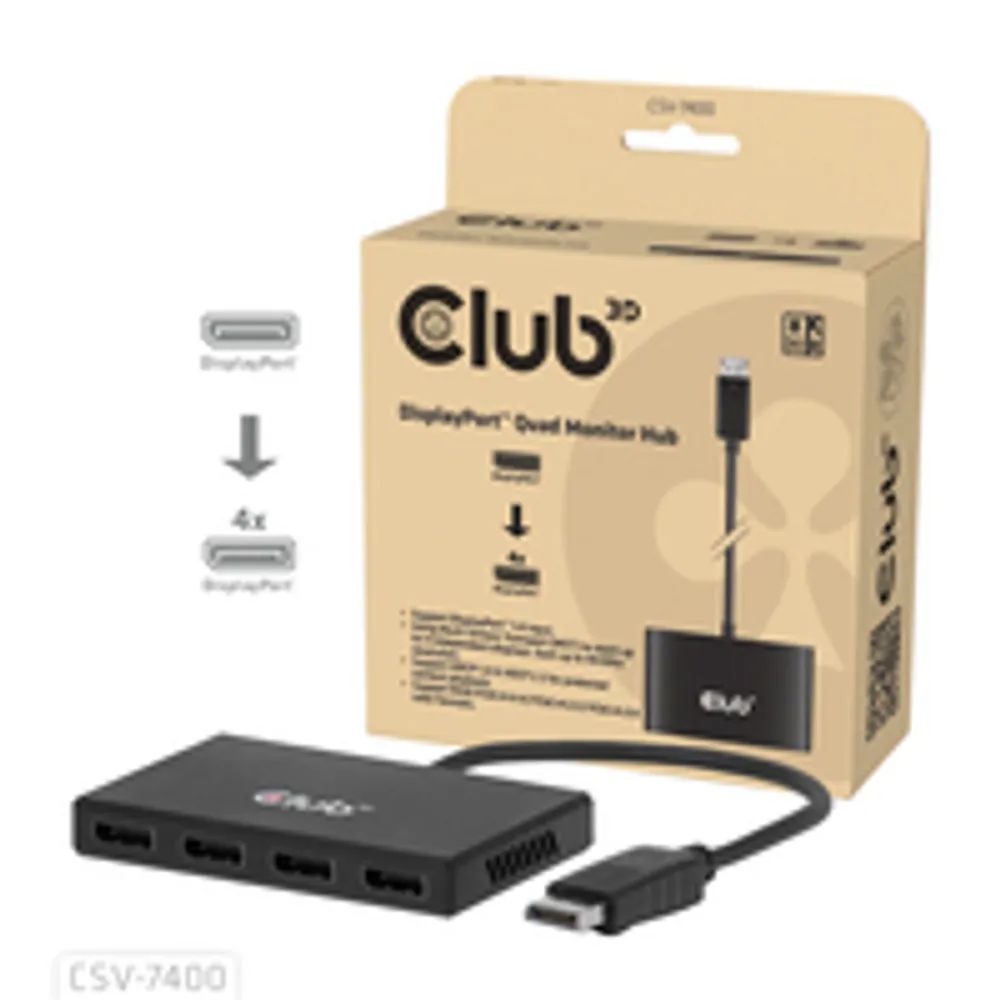 Club 3D DisplayPort Quad Displayport MST 8K 30Hz Hub