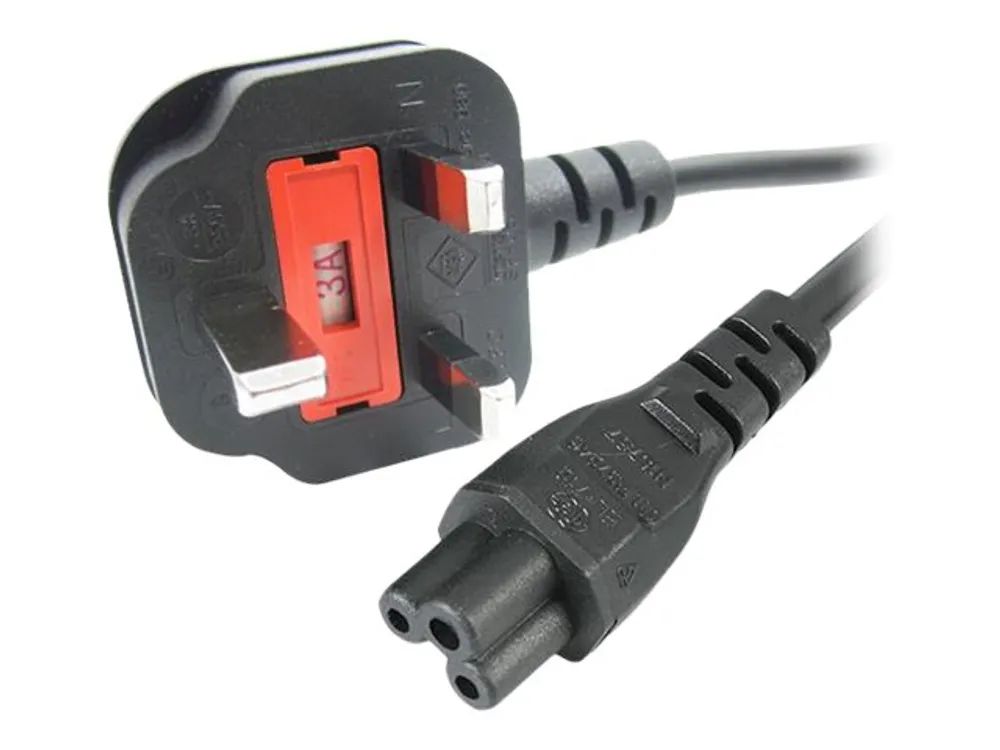 StarTech.com 1 m GB Laptop Ladekabel, BS 1363 auf C5, 2,5A 250V, 18AWG, Notebook / Laptop Ersatzstromkabel, UK Laptop Netzteil Stromkabel, Kleeblatt/Mickey Mouse Netzkabel (PXTNB3SUK1M)