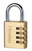 MasterLock 40 mm breites Vorhngeschloss mit individuell einstellbarer Zahlenkombination; Messingoberflche - Herkömmliches Vorhängeschloss - Zahlenschloss - Selbstlagerung - Aufbewahrungsspind - Werkzeugkasten - Messing - Silber - Aluminium - Messing 