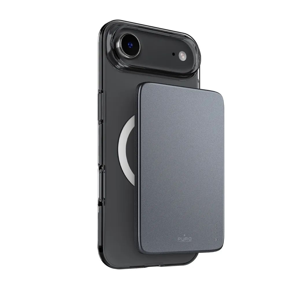 PURO Induktions Powerbank 15W, 3.000 mAh, MagSafe, ultraflach grau