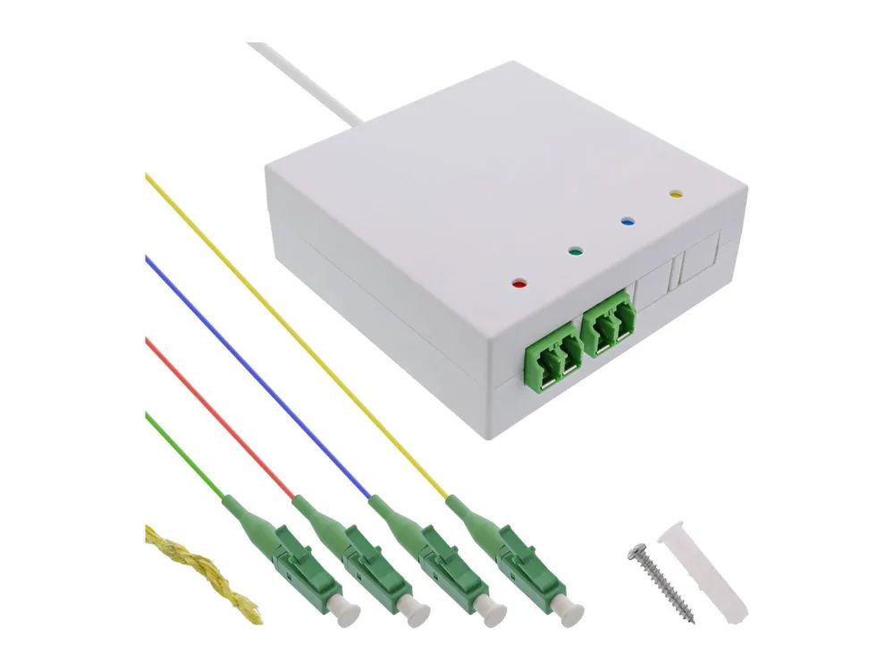 InLine FTTH Verlängerungsbox vorkonfektioniert 4x LC/APC 9/125µm 50m