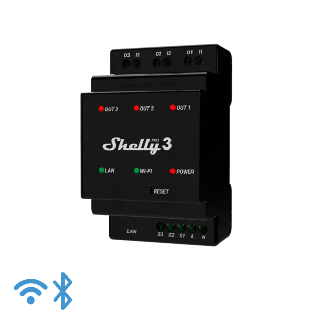 Shelly Pro 3 W LAN Schaltaktor/3x16A/LAN/WLAN/Hutschiene