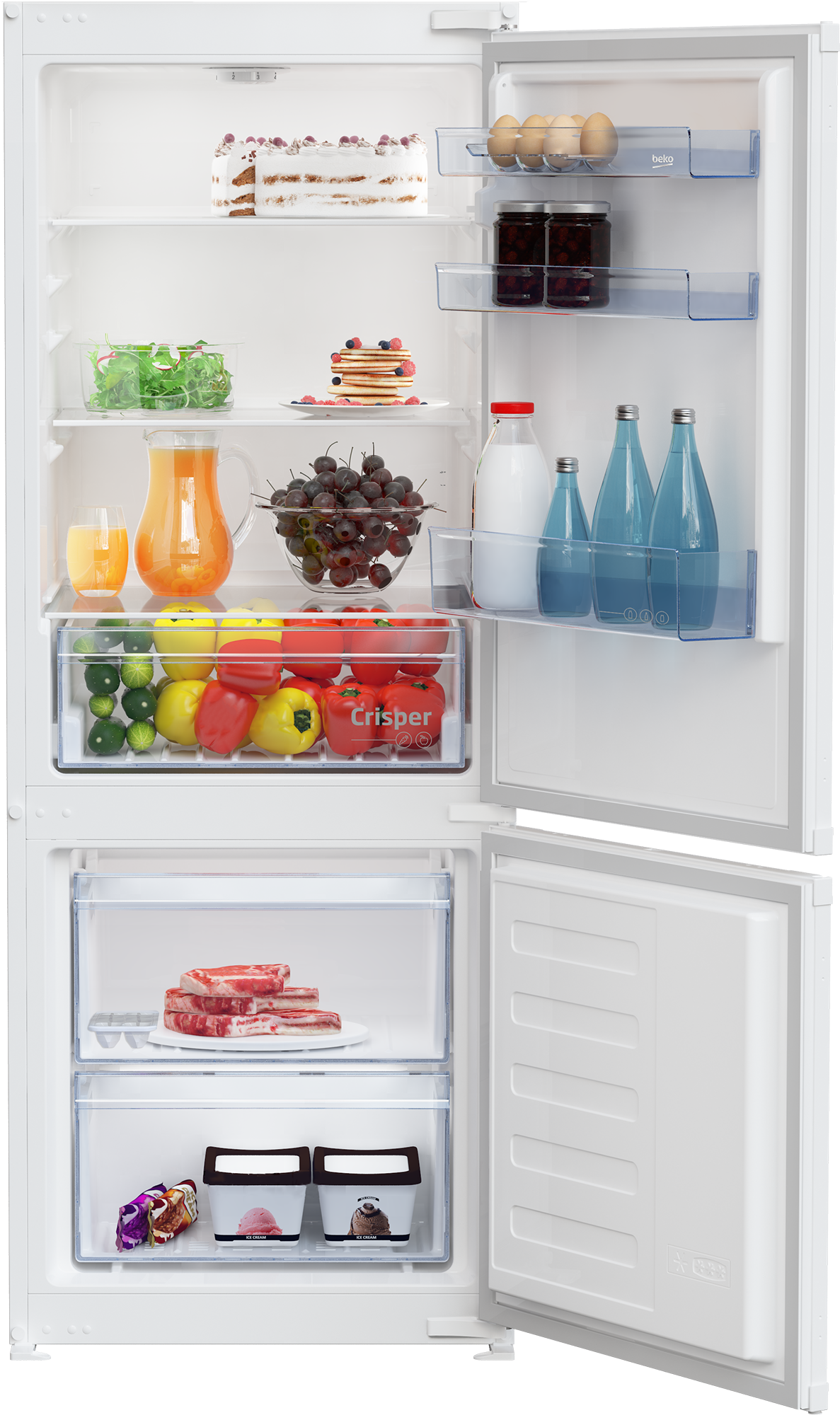 Beko BCSA240K4SN Einbau Kühl-/Gefrierkombi mit Schlepptürtechnik