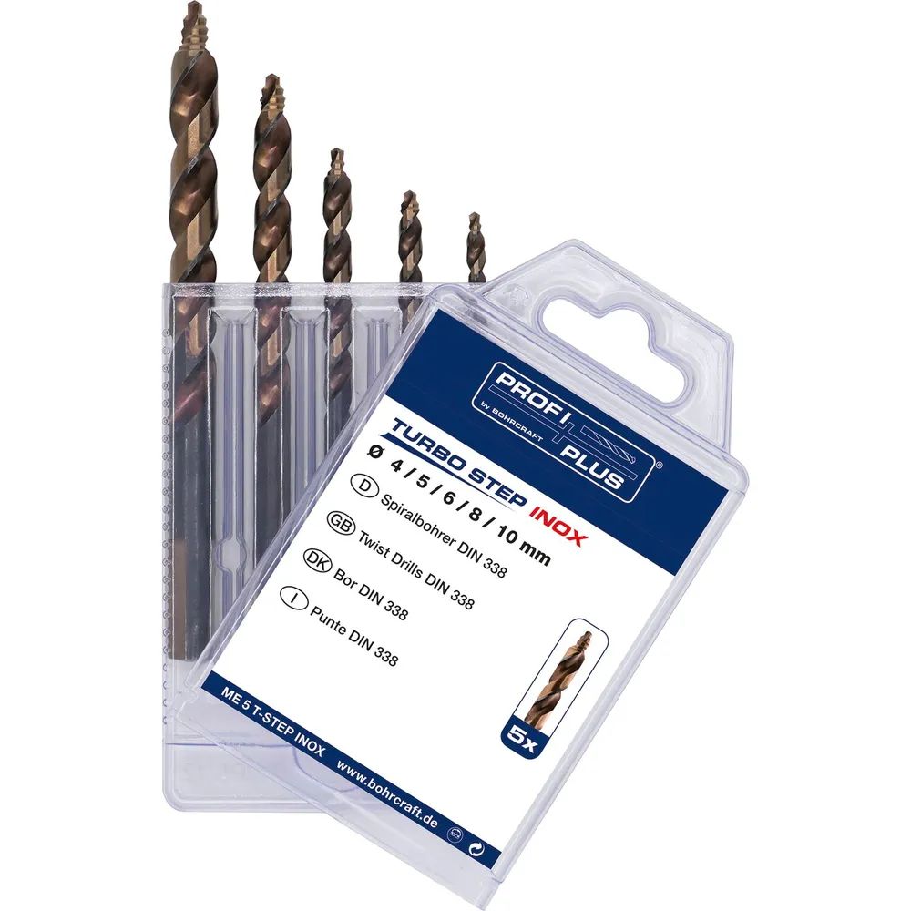 BOHRCRAFT Bohrer-Kassette Turbo Step DIN338 HSS-E Co5 ø 4-10 mm 5-teilig