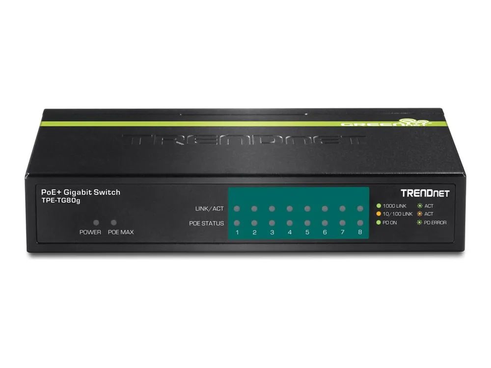 TRENDnet TPE TG80G GREENnet PoE+ Switch - Switch - 8 x 10/100/1000 (PoE+)
