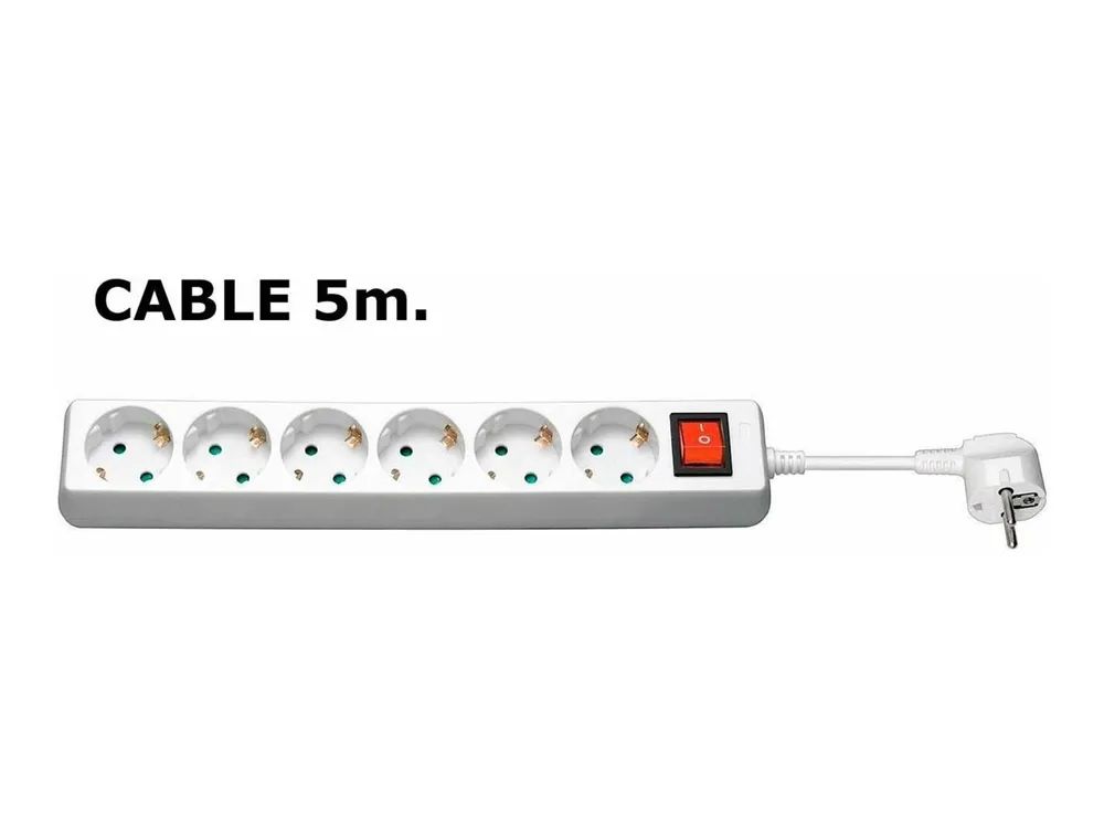 MicroConnect 6-way Schuko Power Strip on/off switch White - Steckdosenleiste