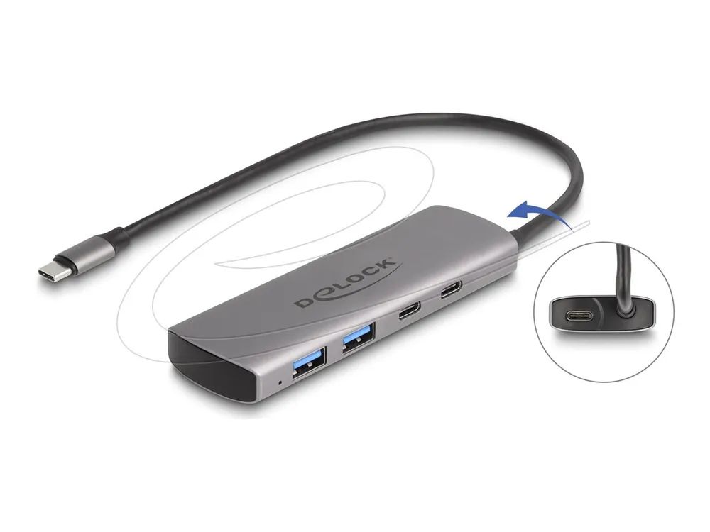 Delock Hub - 10 Gbps, with USB Type-C connector and additional power port