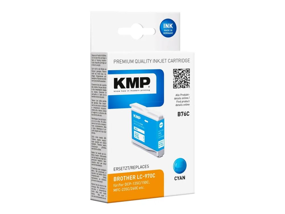 KMP B76C - 5.5 ml - Cyan - kompatibel - wiederaufbereitet - Tintenpatrone (Alternative zu: Brother LC970C)