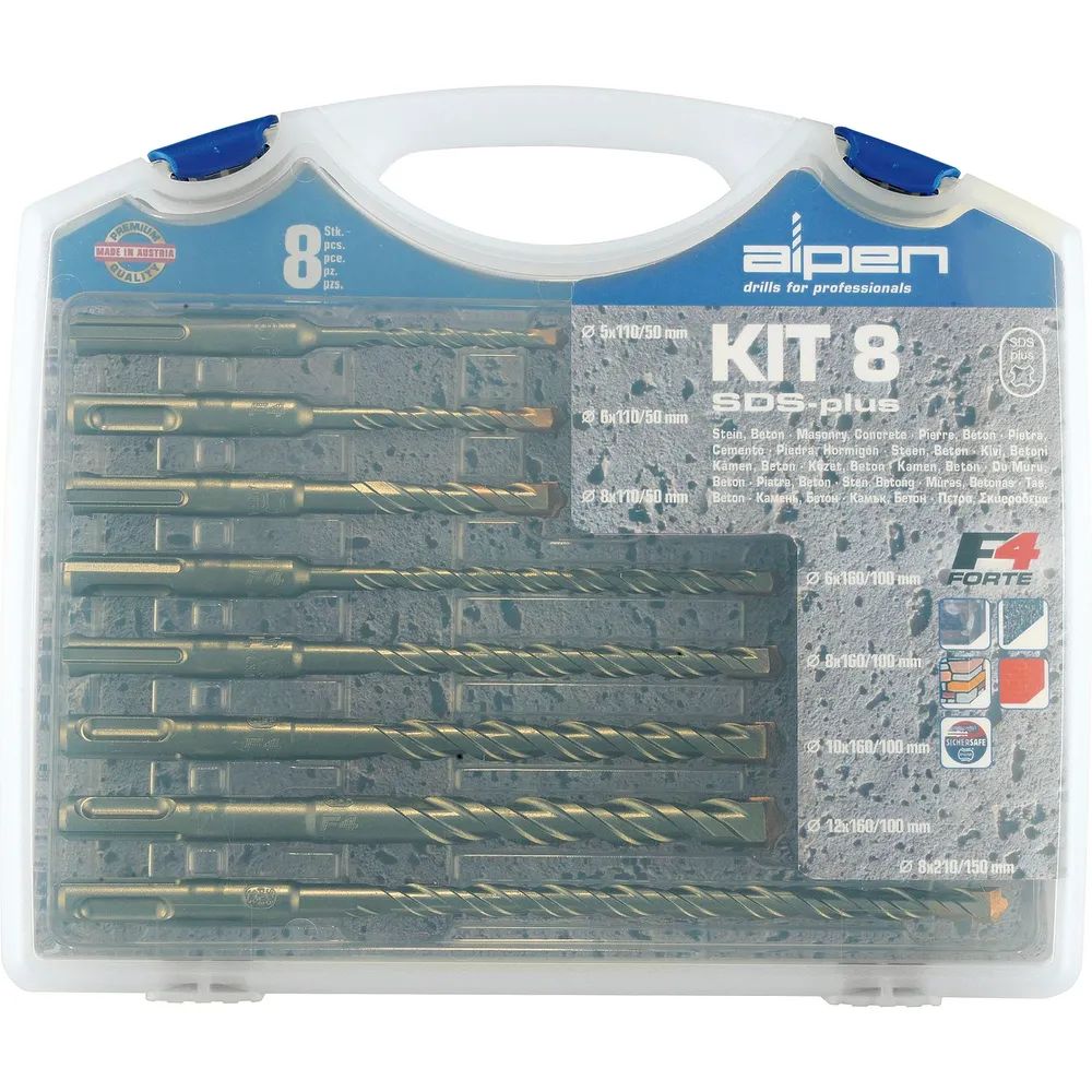 ALPEN HM-Hammerbohrer-Satz SDS-Plus-F4 Bohrer ø 5-12 mm 8-teilig