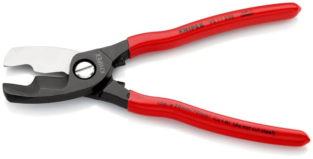 KNIPEX Kabelschere mit Doppelschneide mit Kunststoff überzogen brüniert 200 mm