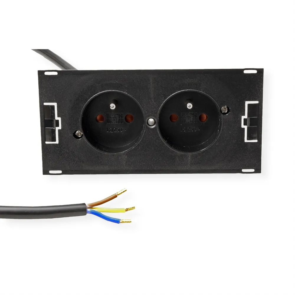 BACHMANN DUE 2xUTE Strom 2,0m AEH, Anschlusskabel, schwarz, 2 m