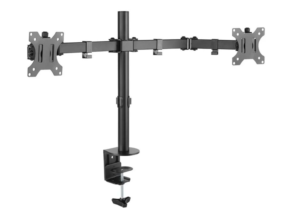 Techly DESK 100 - Befestigungskit (Halterung für Schreibtisch) - für 2 Monitore - Stahl - Schwarz - Bildschirmgröße: 33-81.3 cm (13"-32")