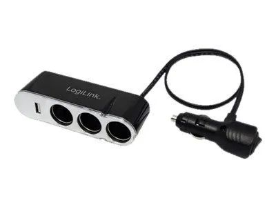 LogiLink 3-Port Car Charger Splitter with USB Port - Stromversorgungssplitter - 4 Ausgabeanschlussstellen (USB, automobile cigarette lighter)