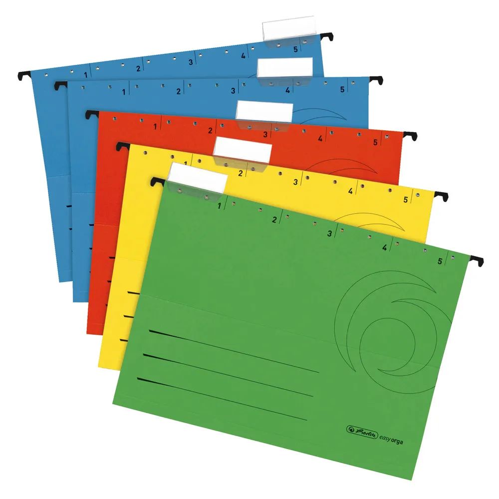 herlitz Hängemappe, A4, farbig sortiert, 5er Packung