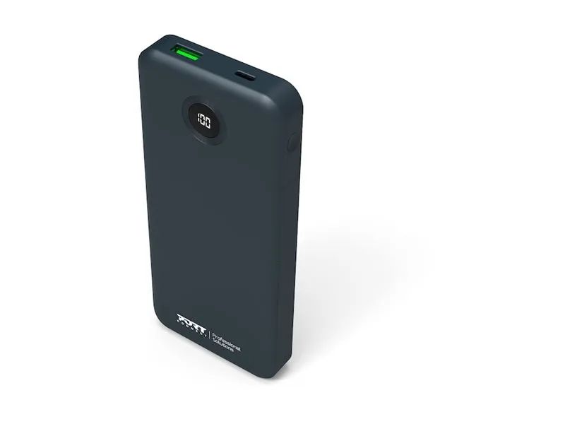 PORT Designs PORT Connect - Powerbank - mit eingebauten USB-C-Kabeln - 10000 mAh - 37 Wh - 20 Watt - 3 A - QC, PD - 4 Ausgabeanschlussstellen (3 x USB-C, USB)