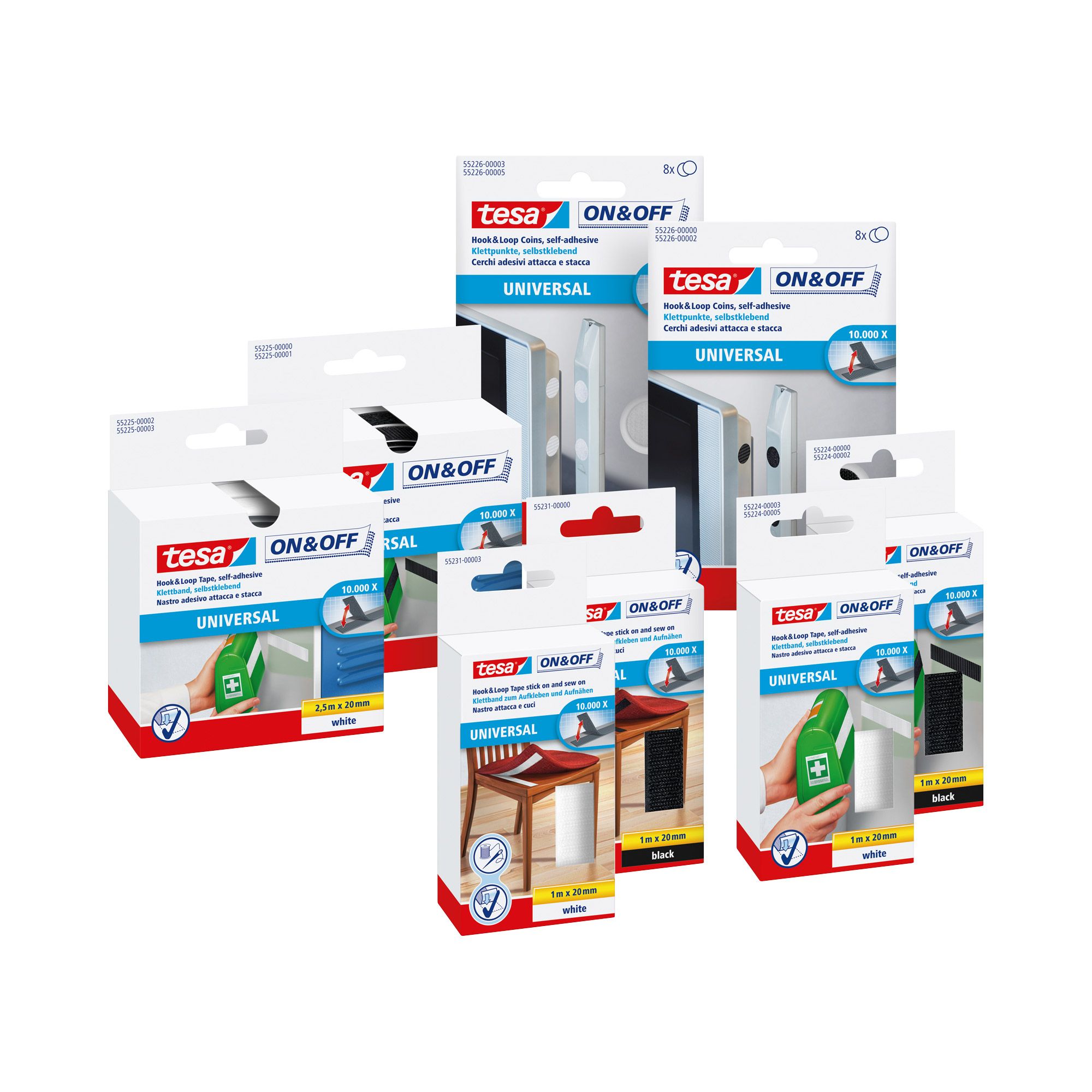 Tesa On & Off - Montagekleber - 1,6 cm Durchmesser - weiß - nicht permanent (Packung mit 8)